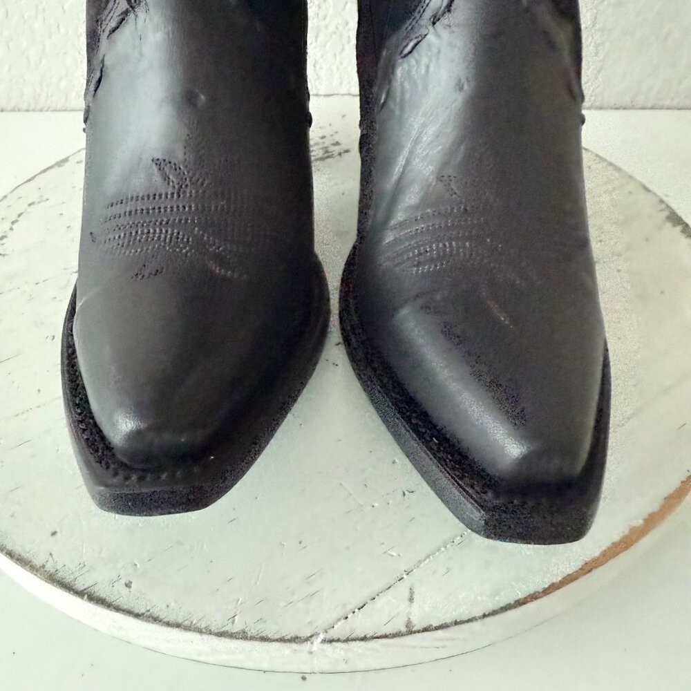 Lane Tessa Knee High Black Suede & Leather Snip Toe Cowboy Boots Women’s 6 - Picture 14 of 16